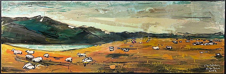 Christian Nicolson nz landscape artist, the Hills are Alive, acrylic on canvas